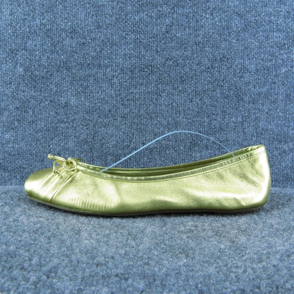 Jessica Simpson Leve Women Ballet Shoes Gold Leather Slip On Size 8 Medium